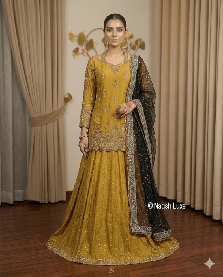 Zarnigaar Mustard Sharara Set