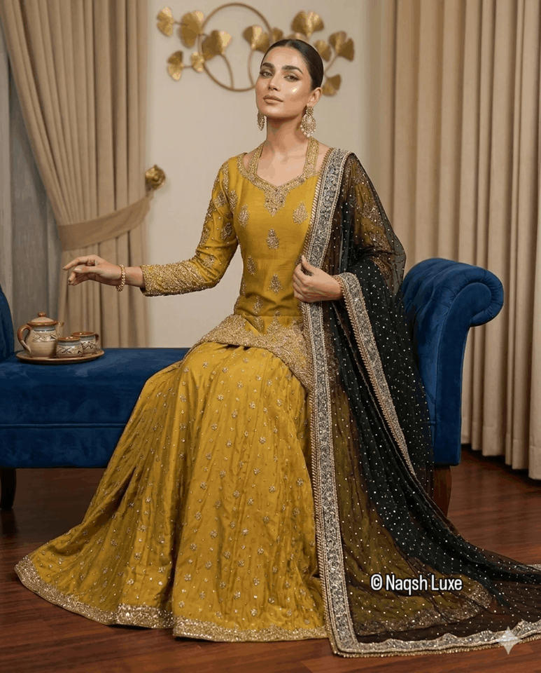 Zarnigaar Mustard Sharara Set