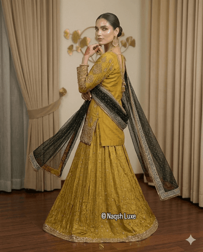 Zarnigaar Mustard Sharara Set